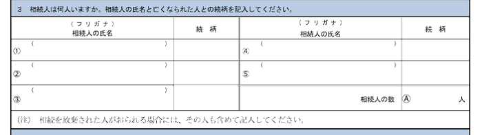 法定相続人の記入欄